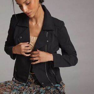 Anthropologie Marrakech Knit Moto Jacket Distressed Black - Size S
